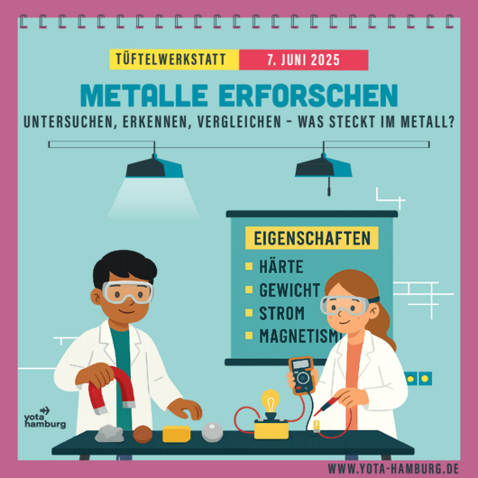 Tüftelwerkstatt: Materialien – Metalle erforschen | 7. Juni 2025 | 11:00 - 13:00 Uhr