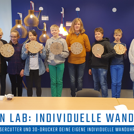 Mit einem Lasercutter und 3D-Drucker deine eigene individuelle Wanduhr anfertigen.